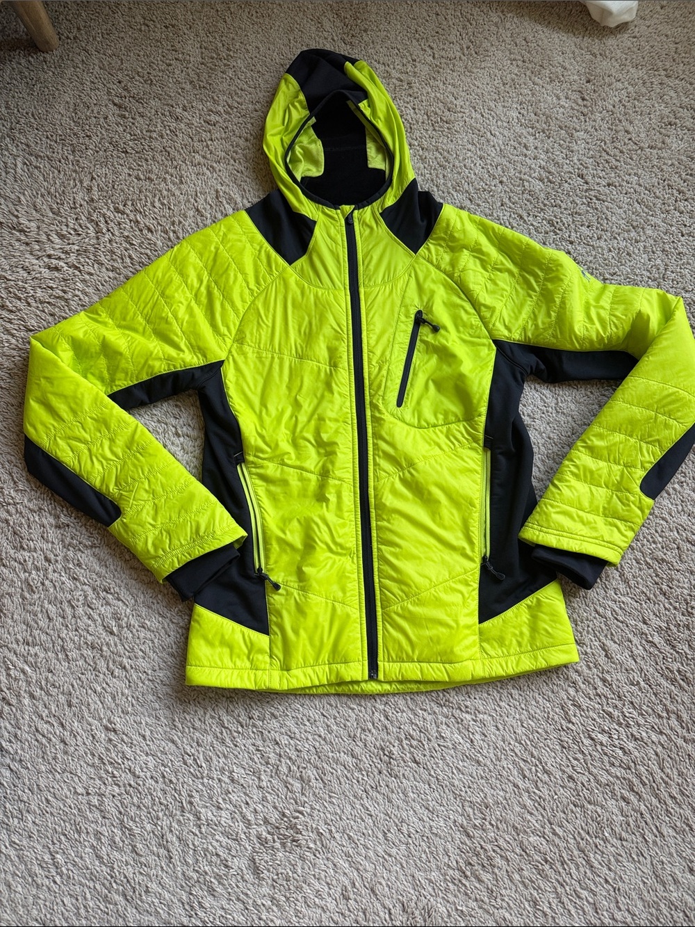 Smartwool PhD Divide Full Zip Mens M Hooded Jacket Nylon Wool Neon